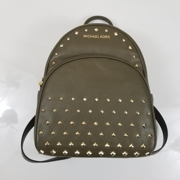 Michael Kors Handbags - Michael Kors Abbey Medium Studded Backpack Olive